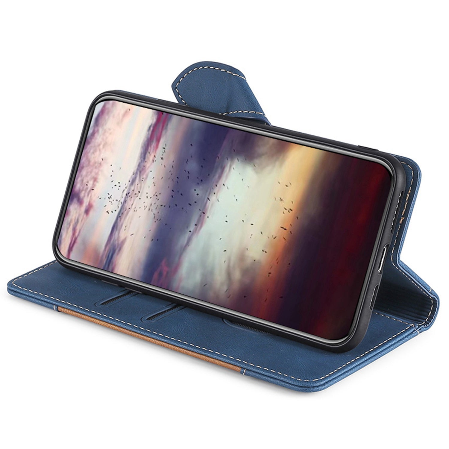 For Samsung Galaxy A25 5G (Global) (161.0 x 76.5 x 8.3mm) Leather Cover Stand Wallet Phone Case - Blue