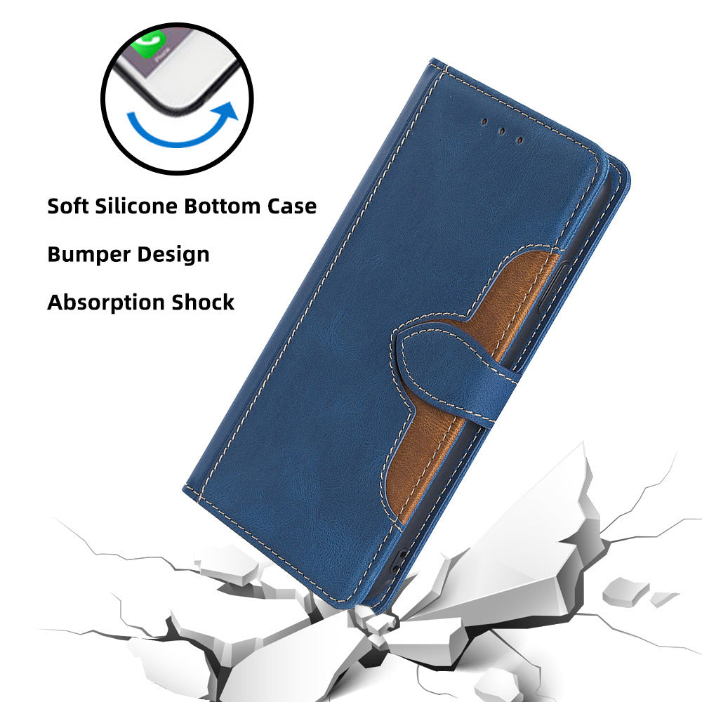 For Samsung Galaxy A25 5G (Global) (161.0 x 76.5 x 8.3mm) Leather Cover Stand Wallet Phone Case - Blue