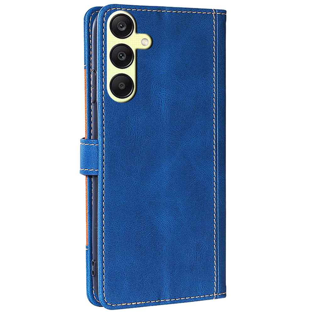 For Samsung Galaxy A25 5G (Global) (161.0 x 76.5 x 8.3mm) Leather Cover Stand Wallet Phone Case - Blue