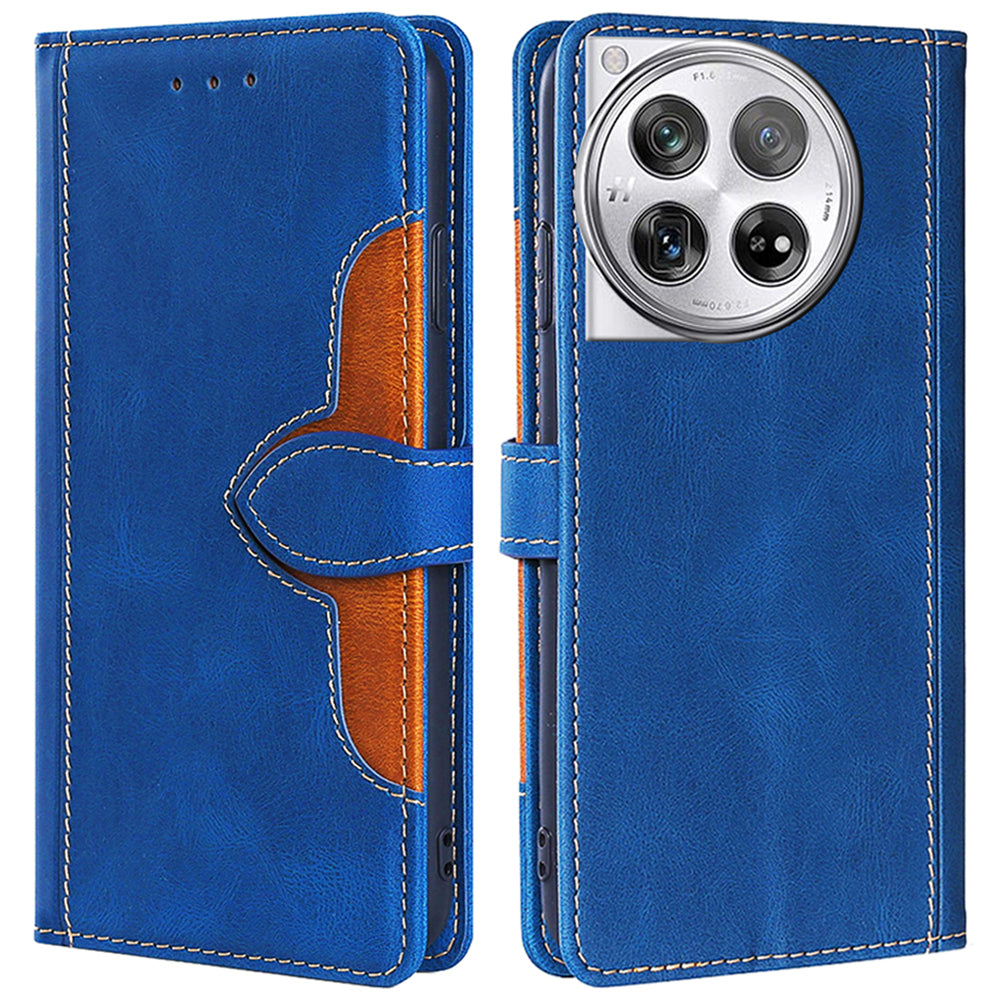 For OnePlus 12 5G Cover Straw Hat Design Shockproof PU Leather Stand Wallet Cell Phone Case - Black