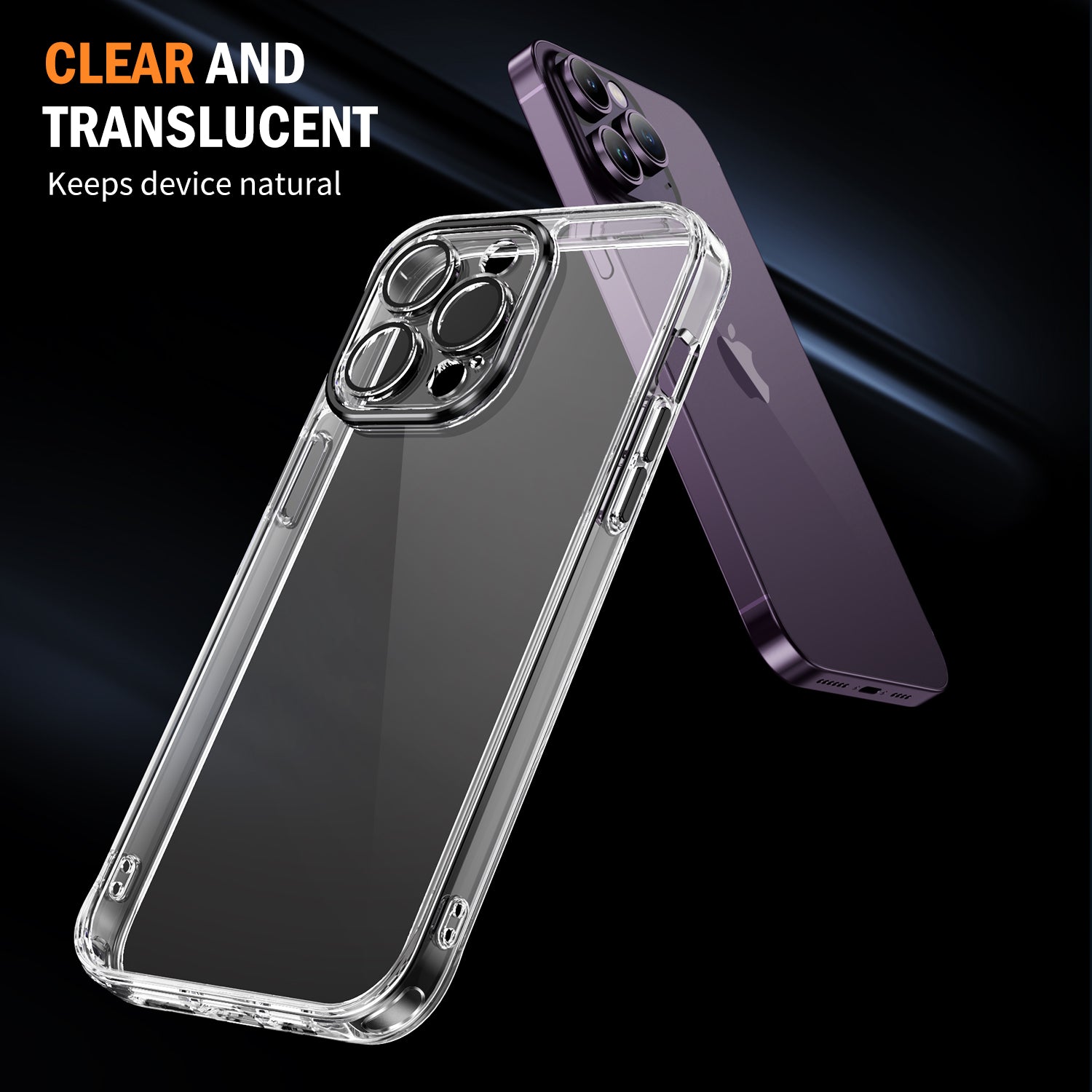 YSM For iPhone 12 Pro Max 6.7 inch Case Clear Acrylic+TPU Precise Lens Cutout Phone Cover - Black
