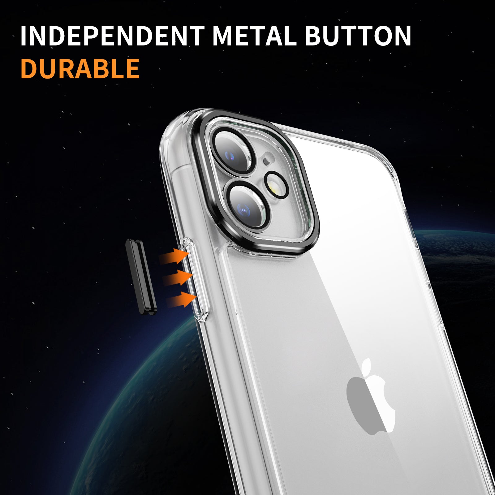 YSM For iPhone 12 6.1 inch Case Precise Lens Cutout Clear Acrylic+TPU Phone Shell - Black