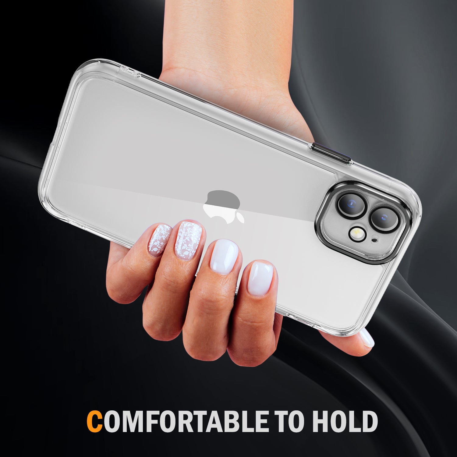 YSM For iPhone 12 6.1 inch Case Precise Lens Cutout Clear Acrylic+TPU Phone Shell - Black