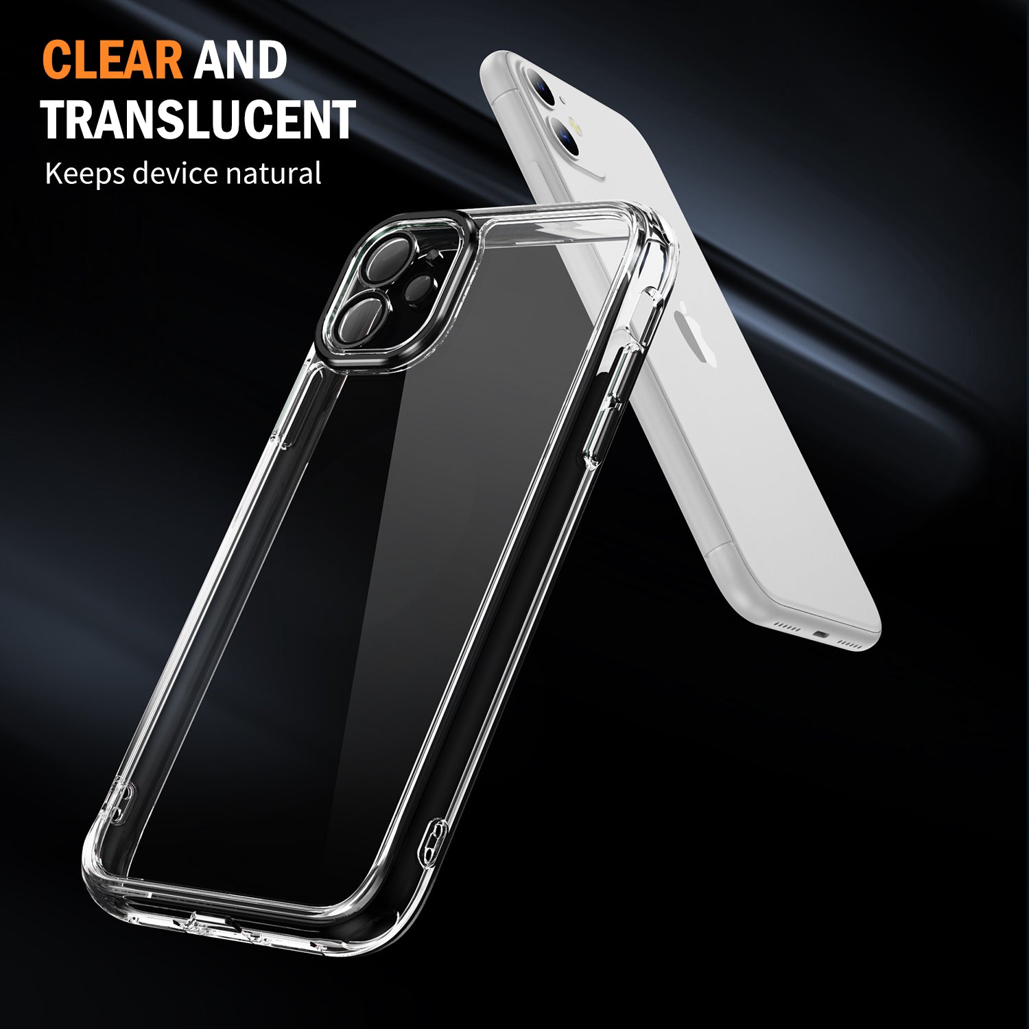 YSM For iPhone 12 6.1 inch Case Precise Lens Cutout Clear Acrylic+TPU Phone Shell - Black