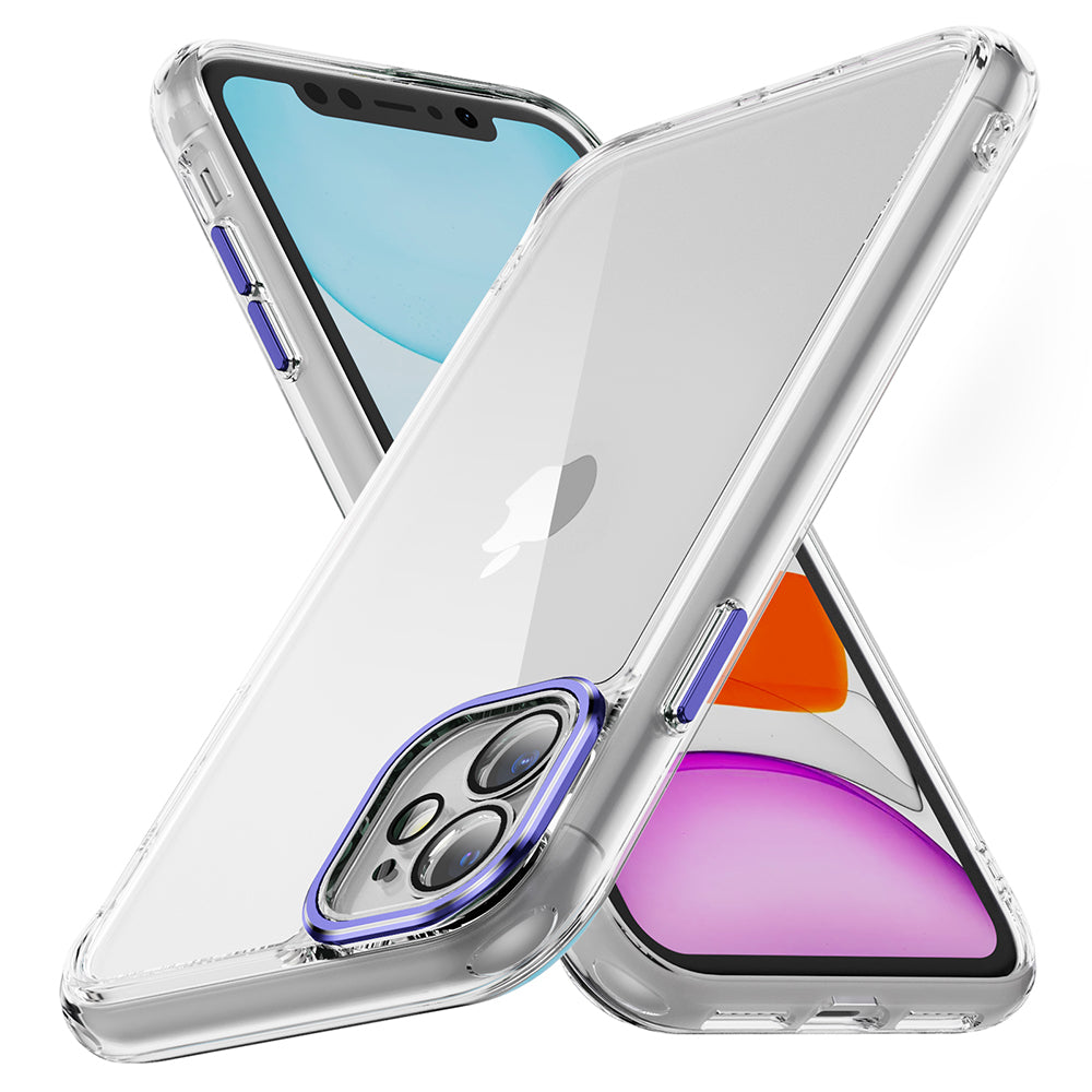 YSM For iPhone 12 6.1 inch Case Precise Lens Cutout Clear Acrylic+TPU Phone Shell - Black
