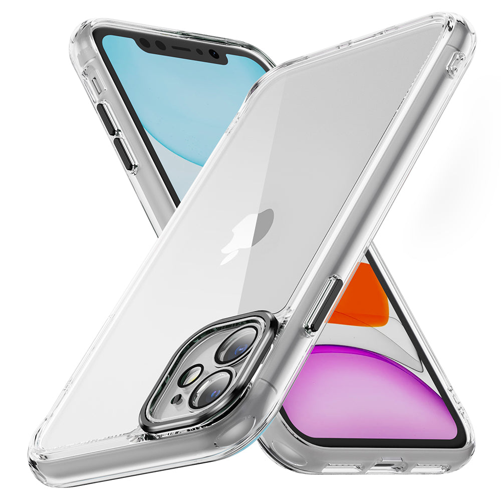 YSM For iPhone 11 Cell Phone Case Clear Airbag Drop Protection Cover with Precise Lens Cutout - Black