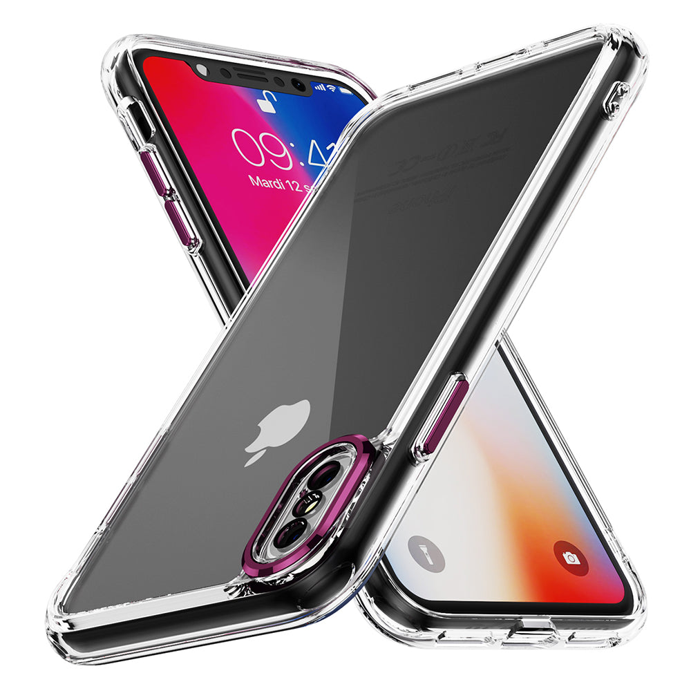 YSM For iPhone XS Max 6.5 inch Case Acrylic+TPU Precise Lens Cutout Phone Cover with Metal Buttons - Black