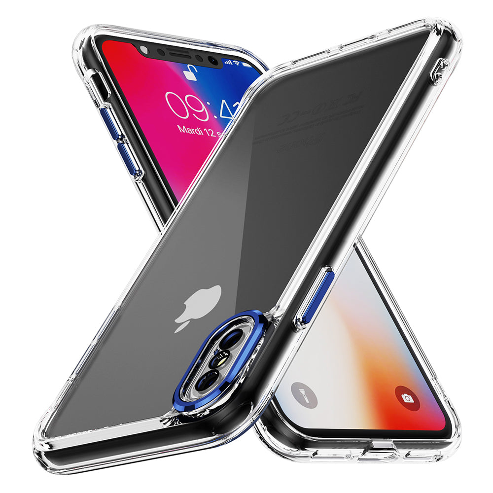 YSM For iPhone XS Max 6.5 inch Case Acrylic+TPU Precise Lens Cutout Phone Cover with Metal Buttons - Black
