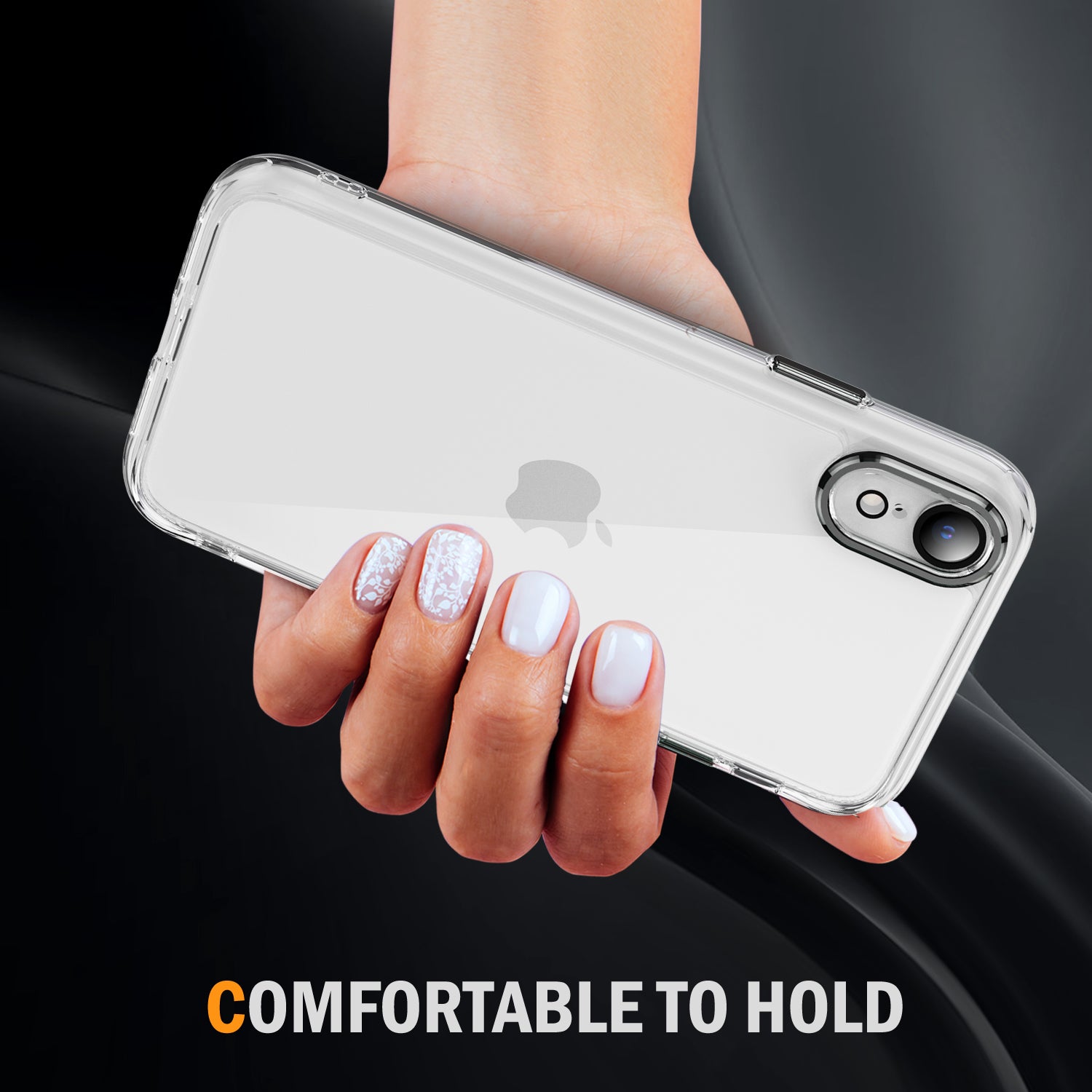 YSM Phone Case for iPhone XR 6.1 inch Shell Crystal Clear Acrylic+TPU Cover with Precise Lens Cutout - Black