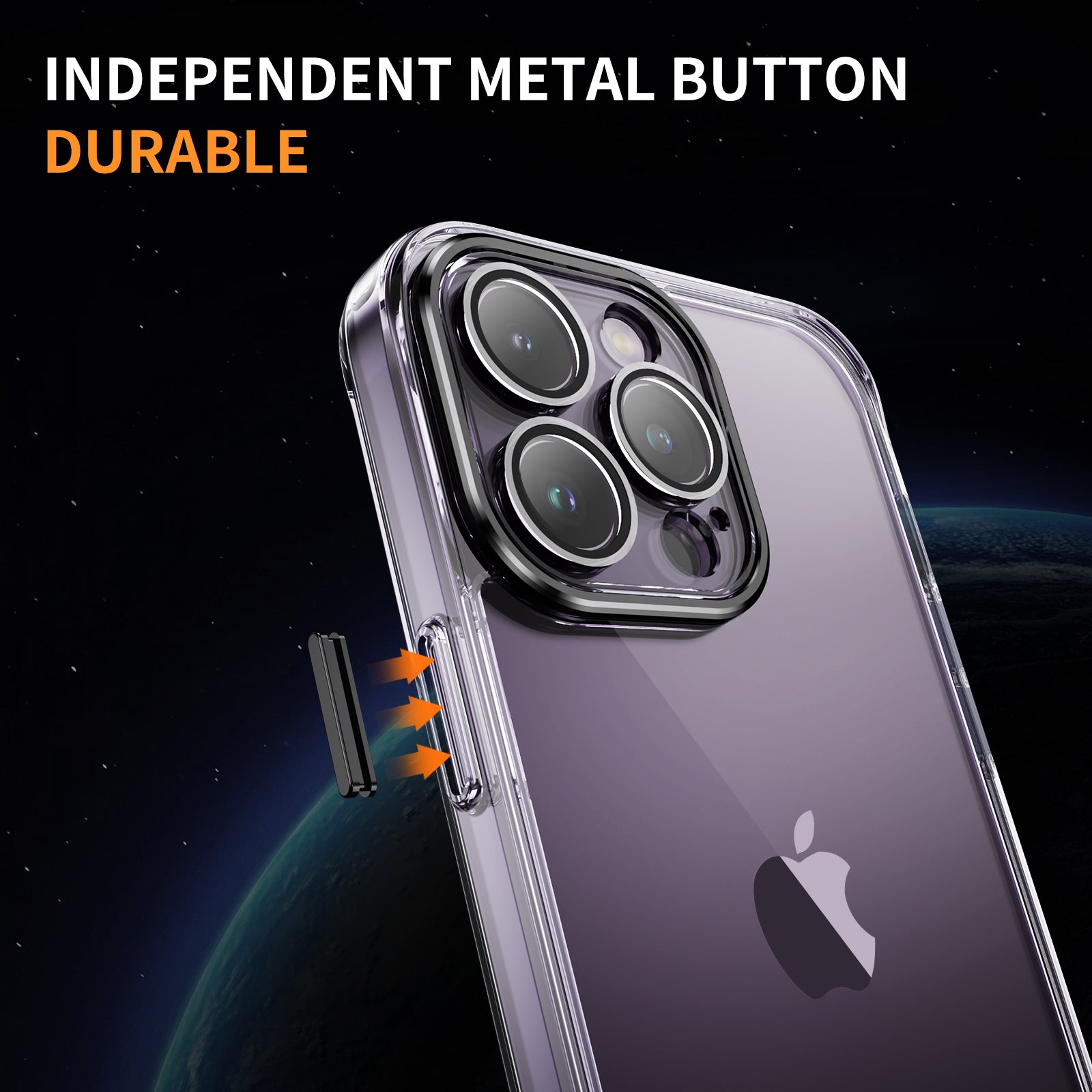 YSM For iPhone 15 Pro Cell Phone Case Crystal Clear Precise Lens Cutout Back Cover - Black