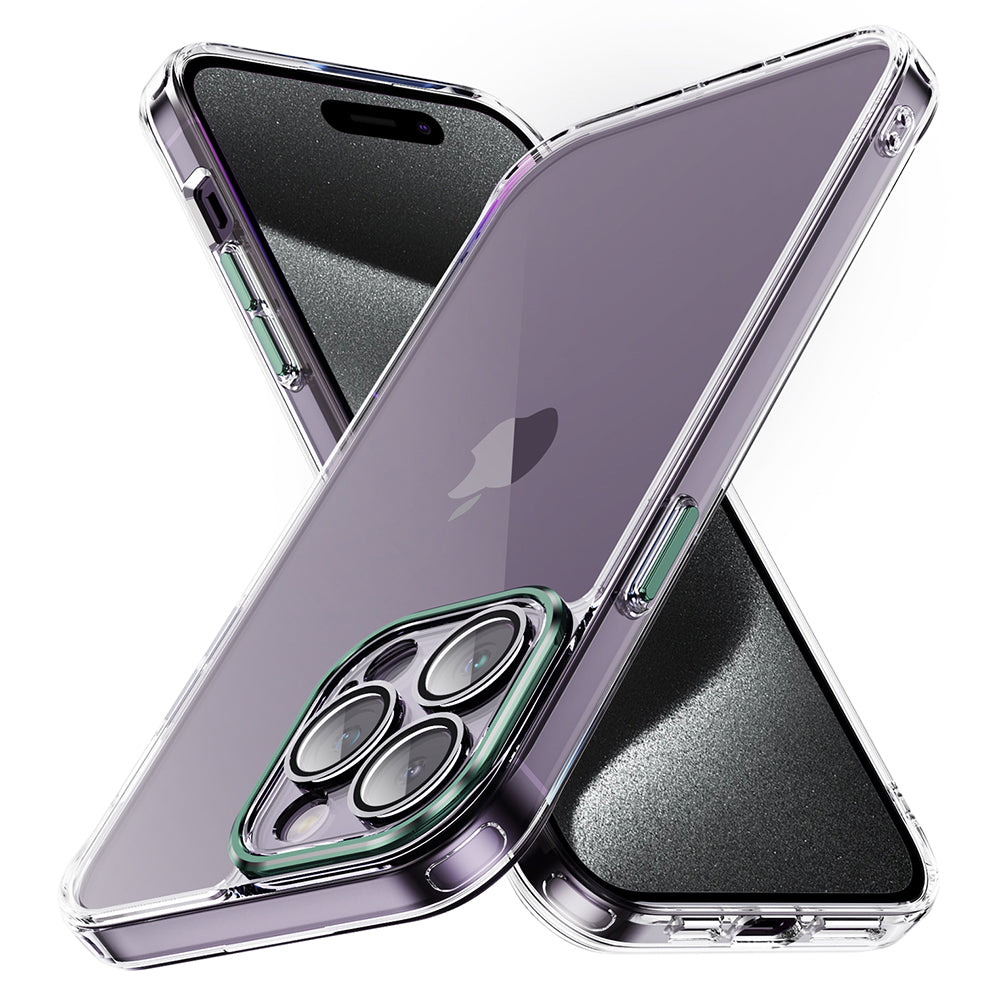 YSM For iPhone 15 Pro Cell Phone Case Crystal Clear Precise Lens Cutout Back Cover - Black