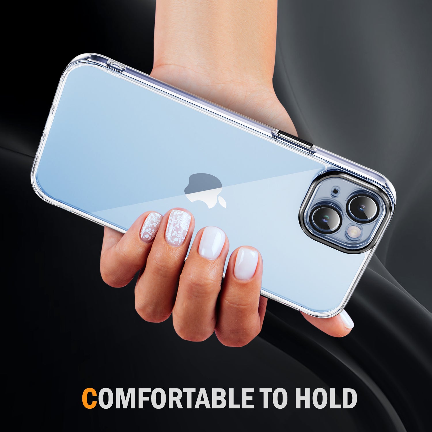 YSM For iPhone 15 Case Clear Precise Lens Cutout Phone Back Protector with Meral Lens Cover - Black