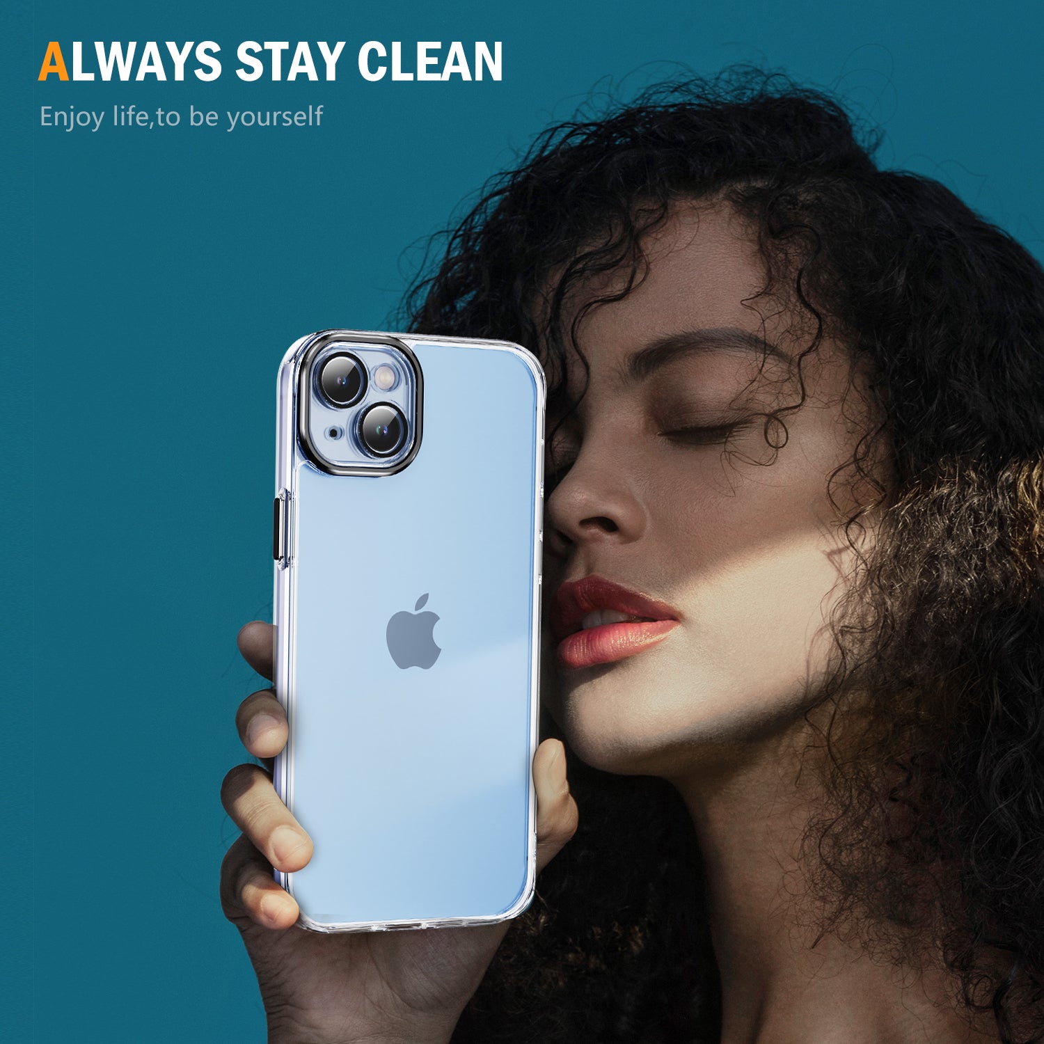 YSM For iPhone 15 Case Clear Precise Lens Cutout Phone Back Protector with Meral Lens Cover - Black