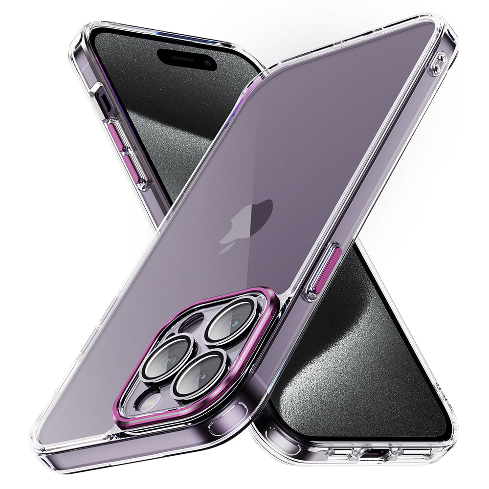 YSM For iPhone 14 Pro Max Phone Case Metal Lens Cover Acrylic+TPU Shell (Precise Lens Cutout) - Black