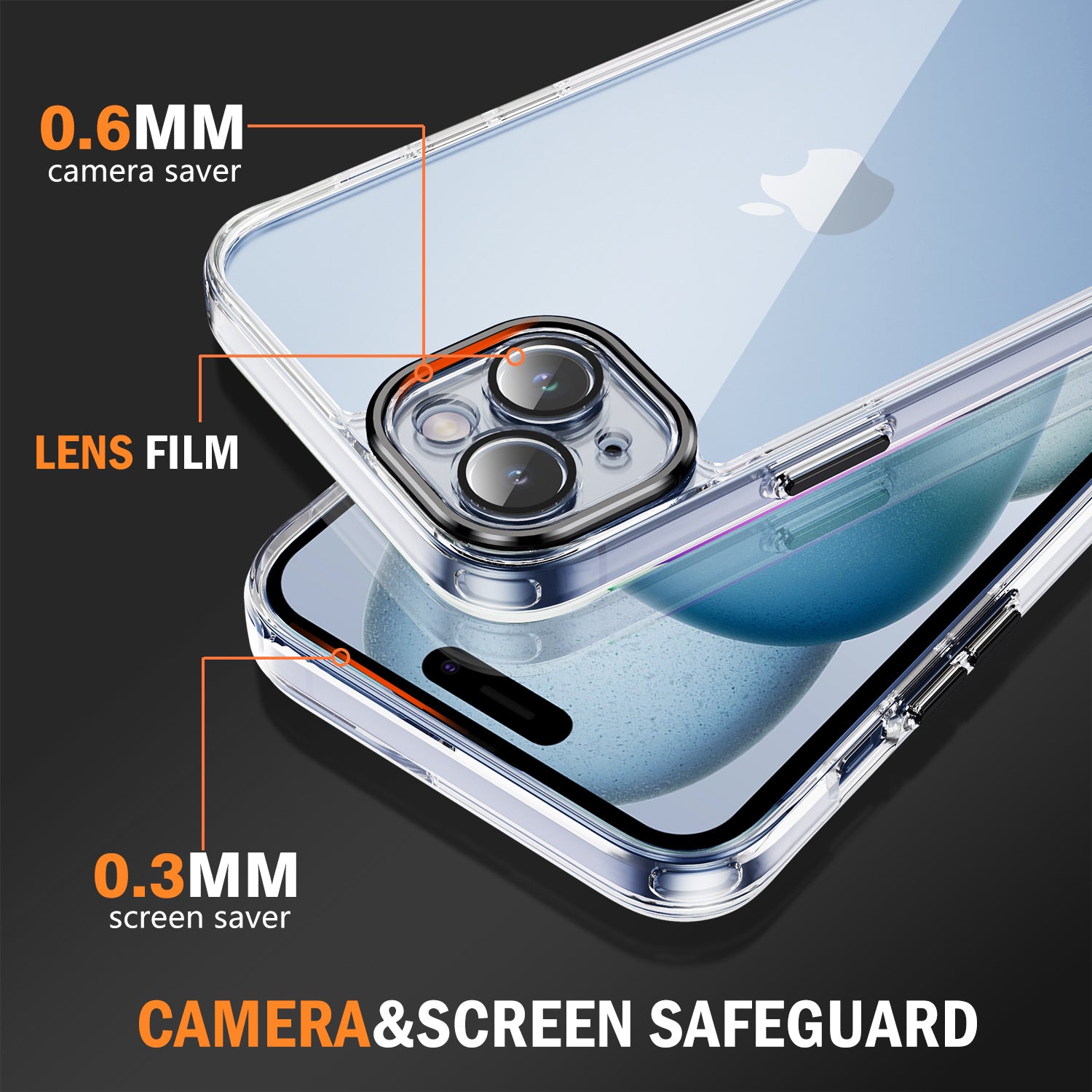 YSM For iPhone 14 Case HD Clear Acrylic+TPU Hybrid Phone Cover (Precise Lens Cutout) - Black