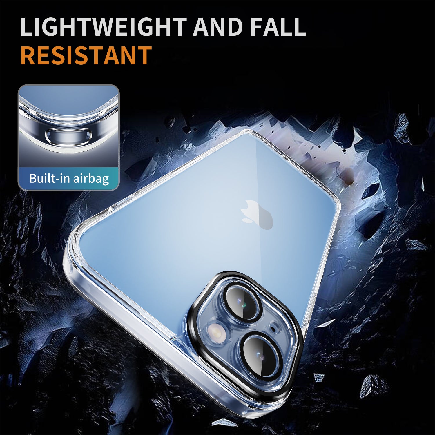 YSM For iPhone 14 Case HD Clear Acrylic+TPU Hybrid Phone Cover (Precise Lens Cutout) - Black