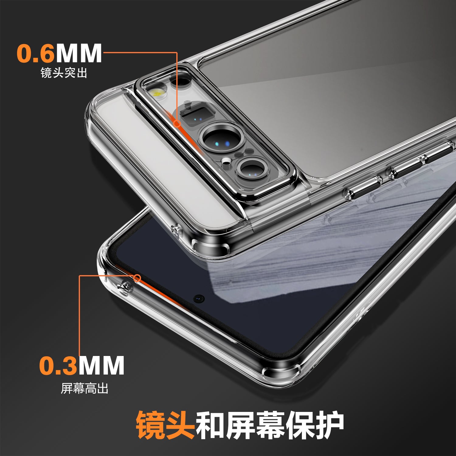 YSM For Google Pixel 8 Pro Acrylic+TPU Case Metal Precise Lens Cutout Phone Shell - Black