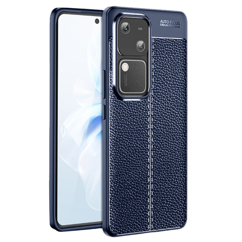 For vivo S18 5G Case Litchi Texture Flexible TPU Phone Protective Cover - Black