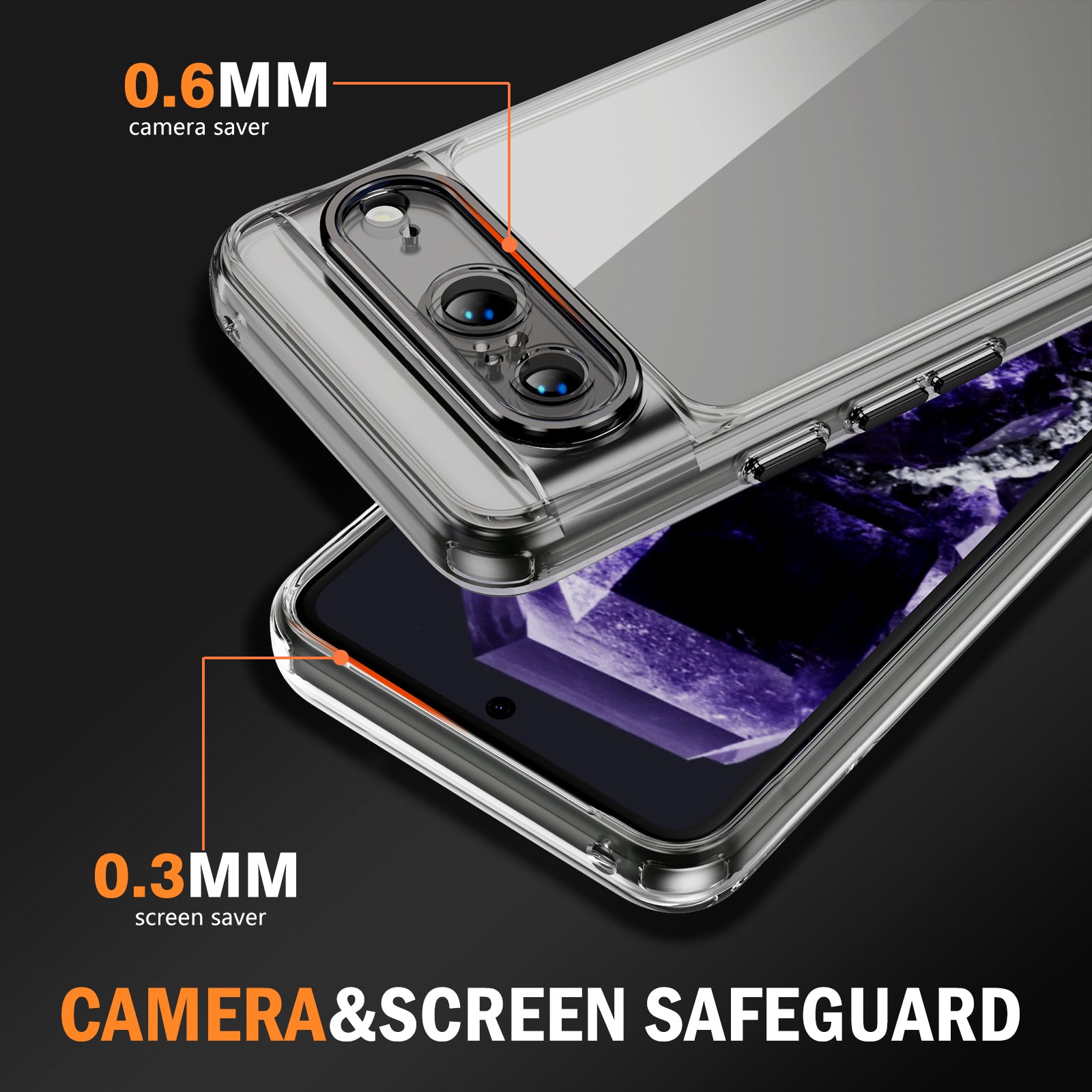 YSM For Google Pixel 8 Phone Case Metal+Acrylic+TPU Precise Lens Cutout Mobile Phone Cover - Black