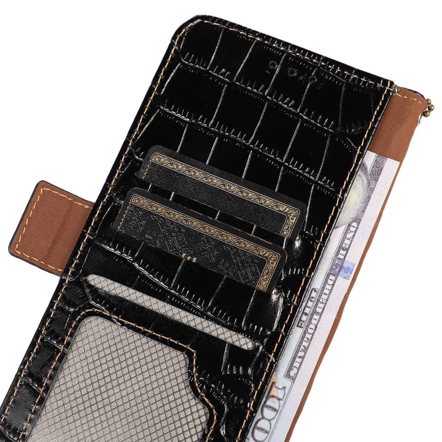 For Samsung Galaxy Xcover7 Wallet Case RFID Blocking Genuine Cow Leather Cover - Black