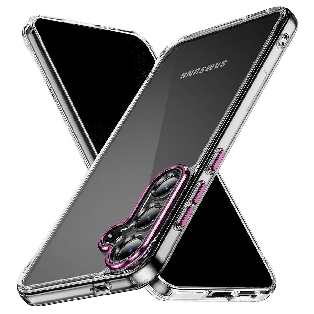YSM For Samsung Galaxy S24 Slim Case Precise Lens Cutout Acrylic+TPU+Metal Mobile Phone Shell - Black