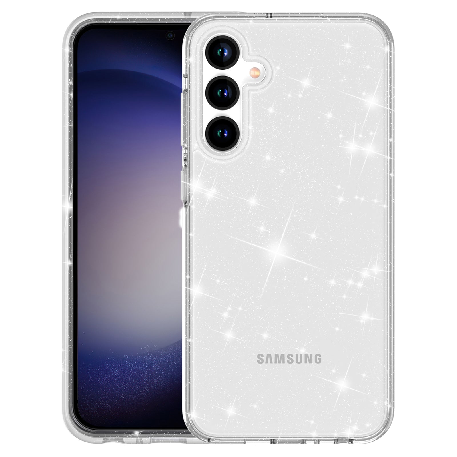 For Samsung Galaxy S23 FE Shockproof Case Anti-Drop Sparkly Glitter TPU+PC Clear Phone Case