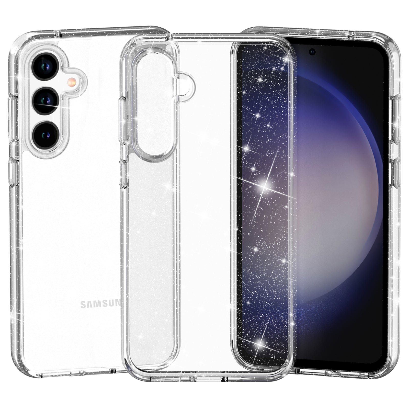 For Samsung Galaxy S23 FE Shockproof Case Anti-Drop Sparkly Glitter TPU+PC Clear Phone Case
