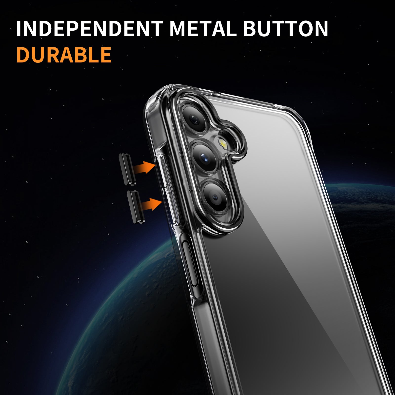 YSM Phone Case for Samsung Galaxy A15 4G / 5G Shock-Absorption Metal Lens Cover - Black
