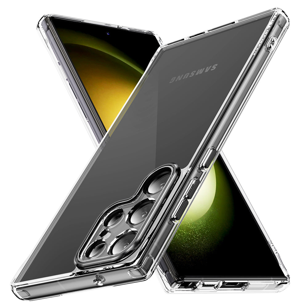 YSM For Samsung Galaxy S23 Ultra Metal Precise Lens Cutout Phone Case Acrylic+TPU Mobile Cover - Black
