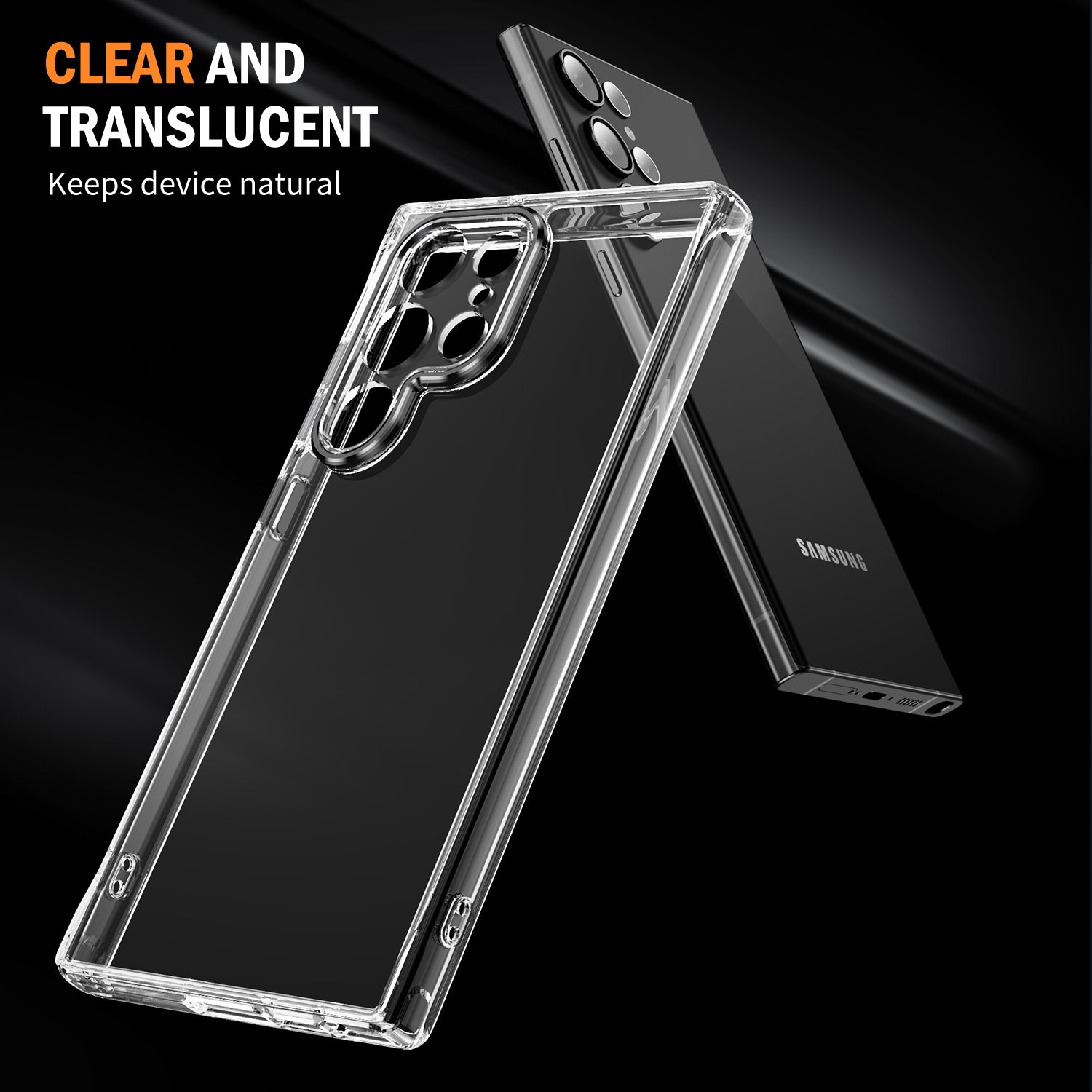 YSM For Samsung Galaxy S23 Ultra Metal Precise Lens Cutout Phone Case Acrylic+TPU Mobile Cover - Black