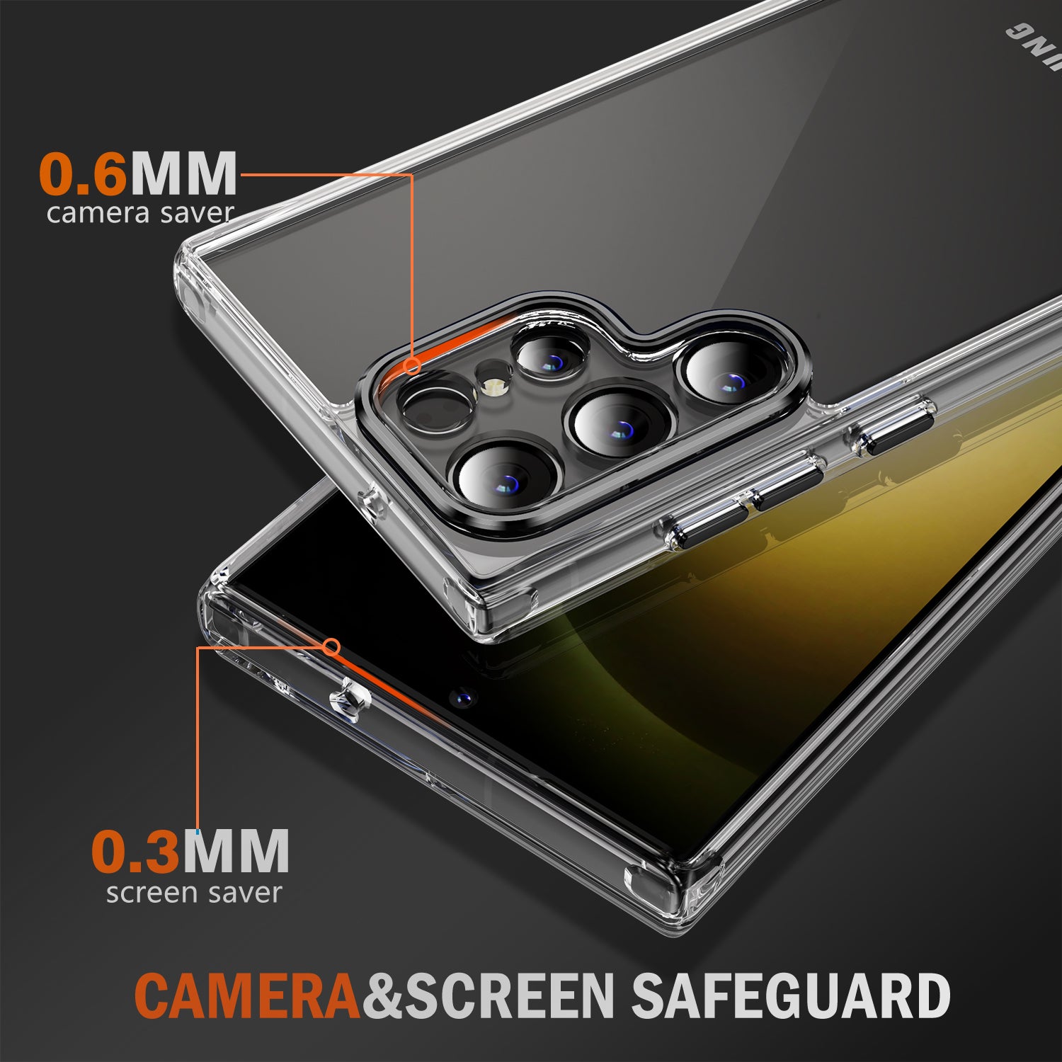 YSM For Samsung Galaxy S23 Ultra Metal Precise Lens Cutout Phone Case Acrylic+TPU Mobile Cover - Black