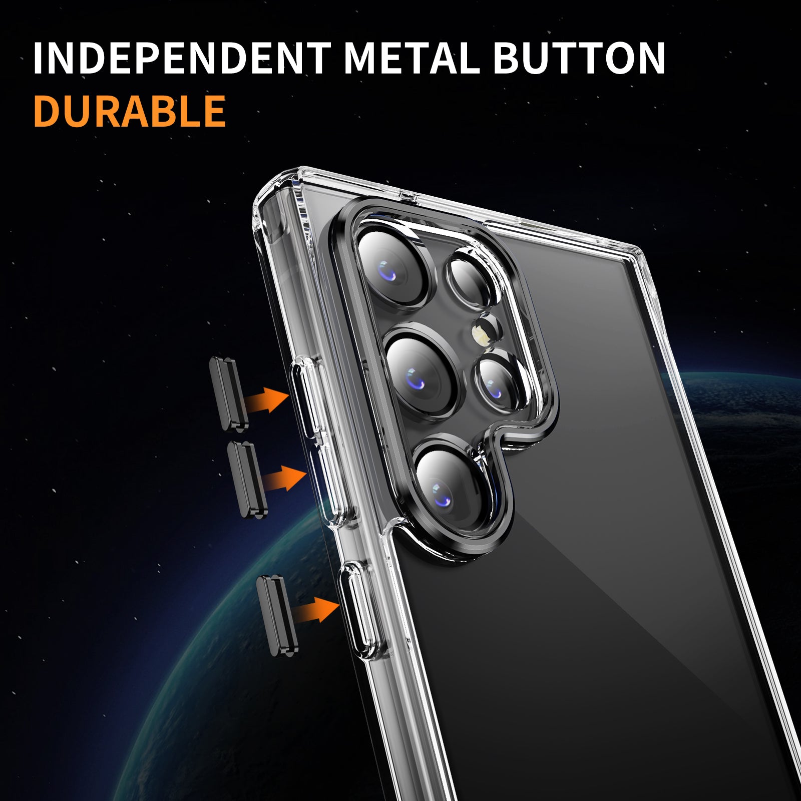 YSM For Samsung Galaxy S23 Ultra Metal Precise Lens Cutout Phone Case Acrylic+TPU Mobile Cover - Black