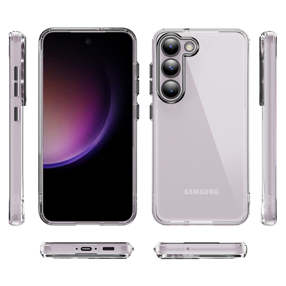YSM For Samsung Galaxy S23+ Precise Lens Cutout Phone Case Acrylic+TPU+Metal Slim-Fit Cover - Black