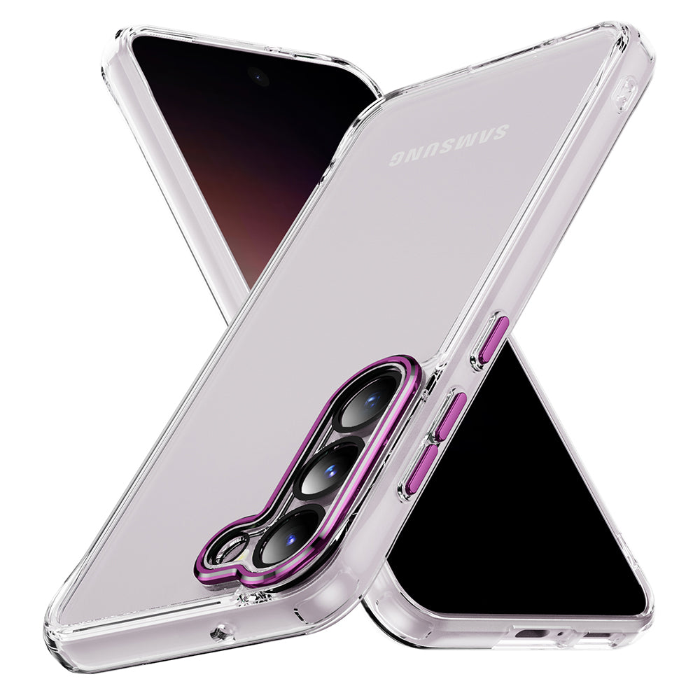 YSM For Samsung Galaxy S23+ Precise Lens Cutout Phone Case Acrylic+TPU+Metal Slim-Fit Cover - Black