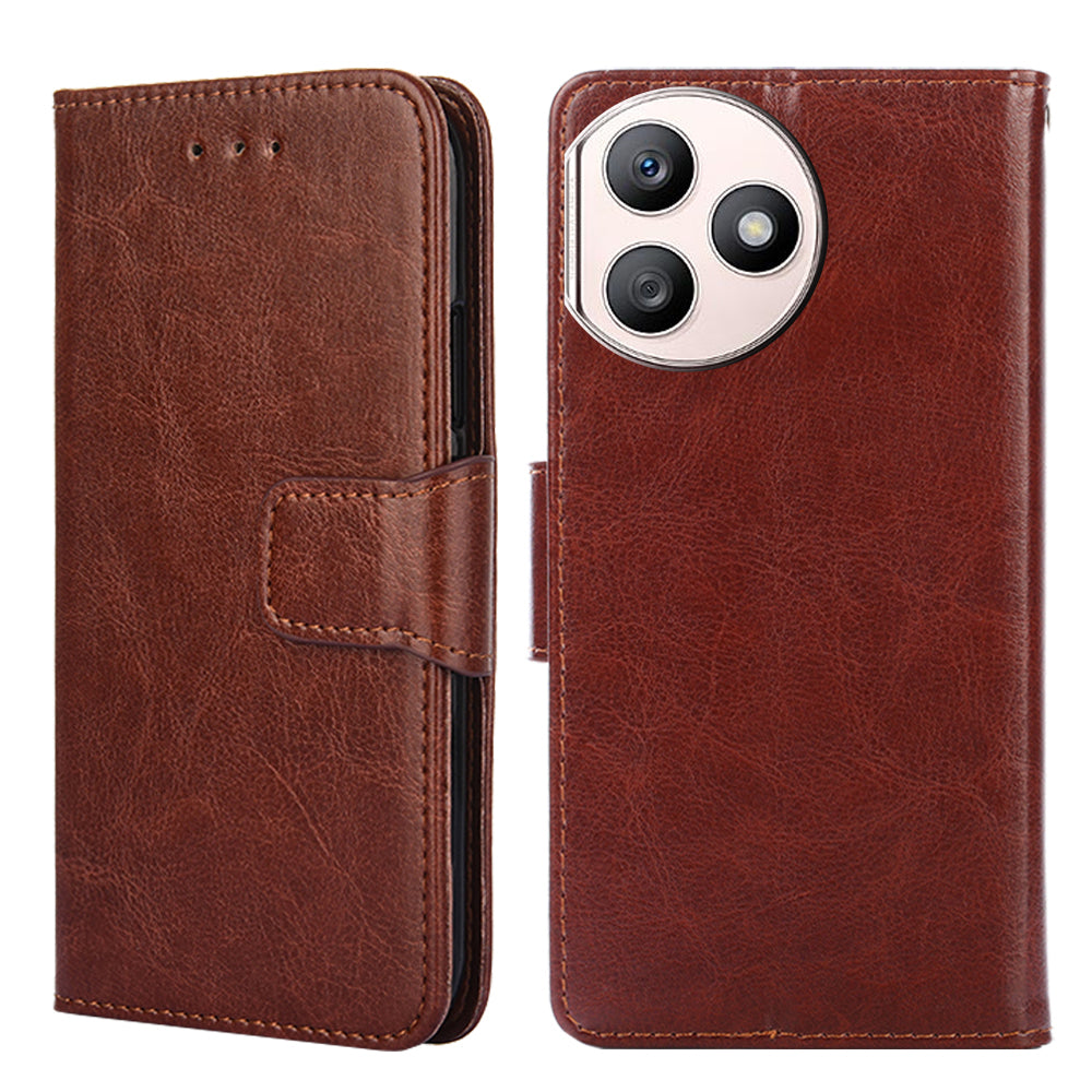 For Honor X50i+ 5G Flip Leather Case Protective Phone Cover Wallet - Brown
