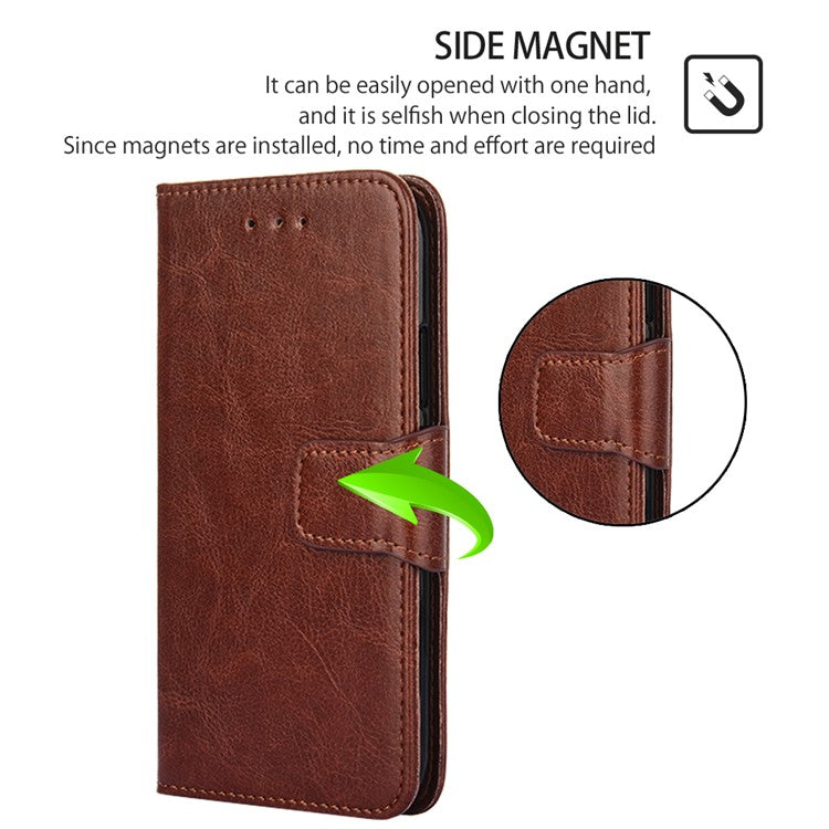 For Honor X50i+ 5G Flip Leather Case Protective Phone Cover Wallet - Brown