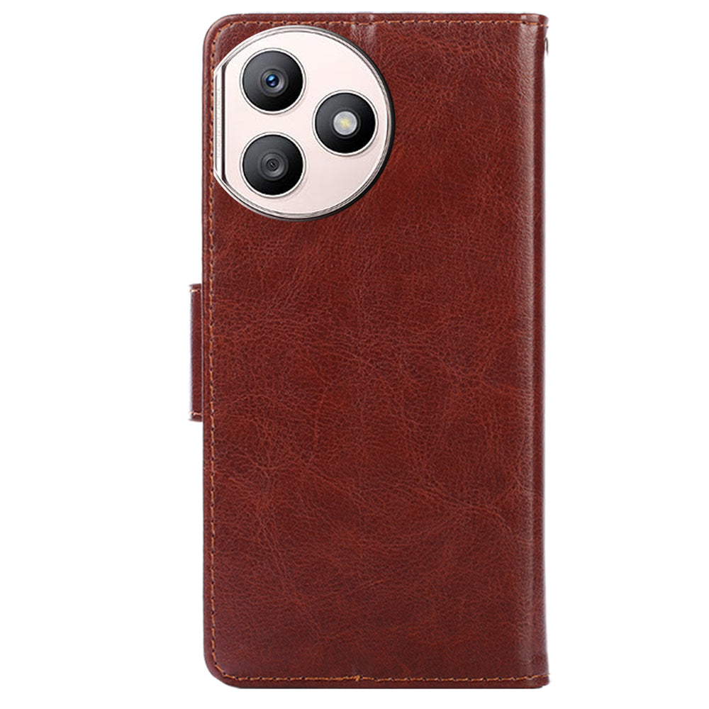 For Honor X50i+ 5G Flip Leather Case Protective Phone Cover Wallet - Brown