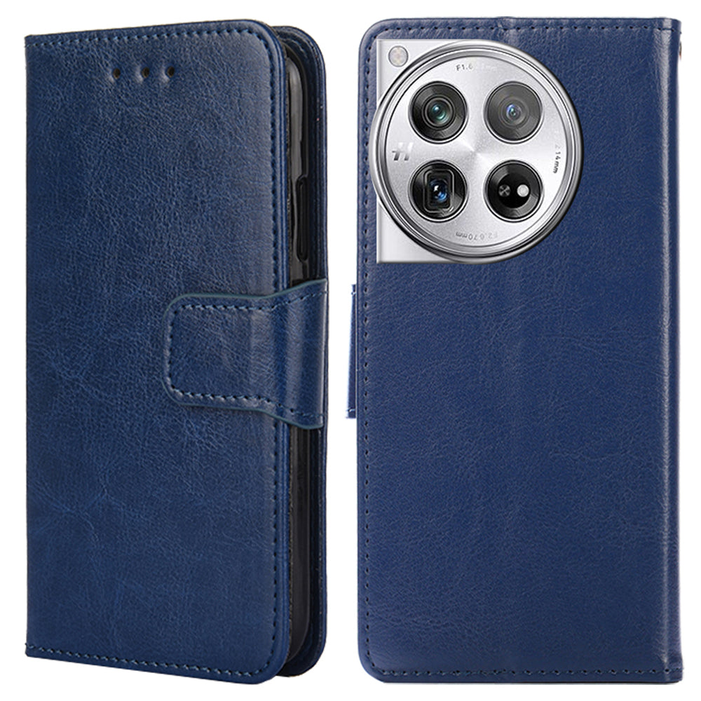Phone Wallet Cover for OnePlus 12 5G Leather Case with Viewing Stand - Brown