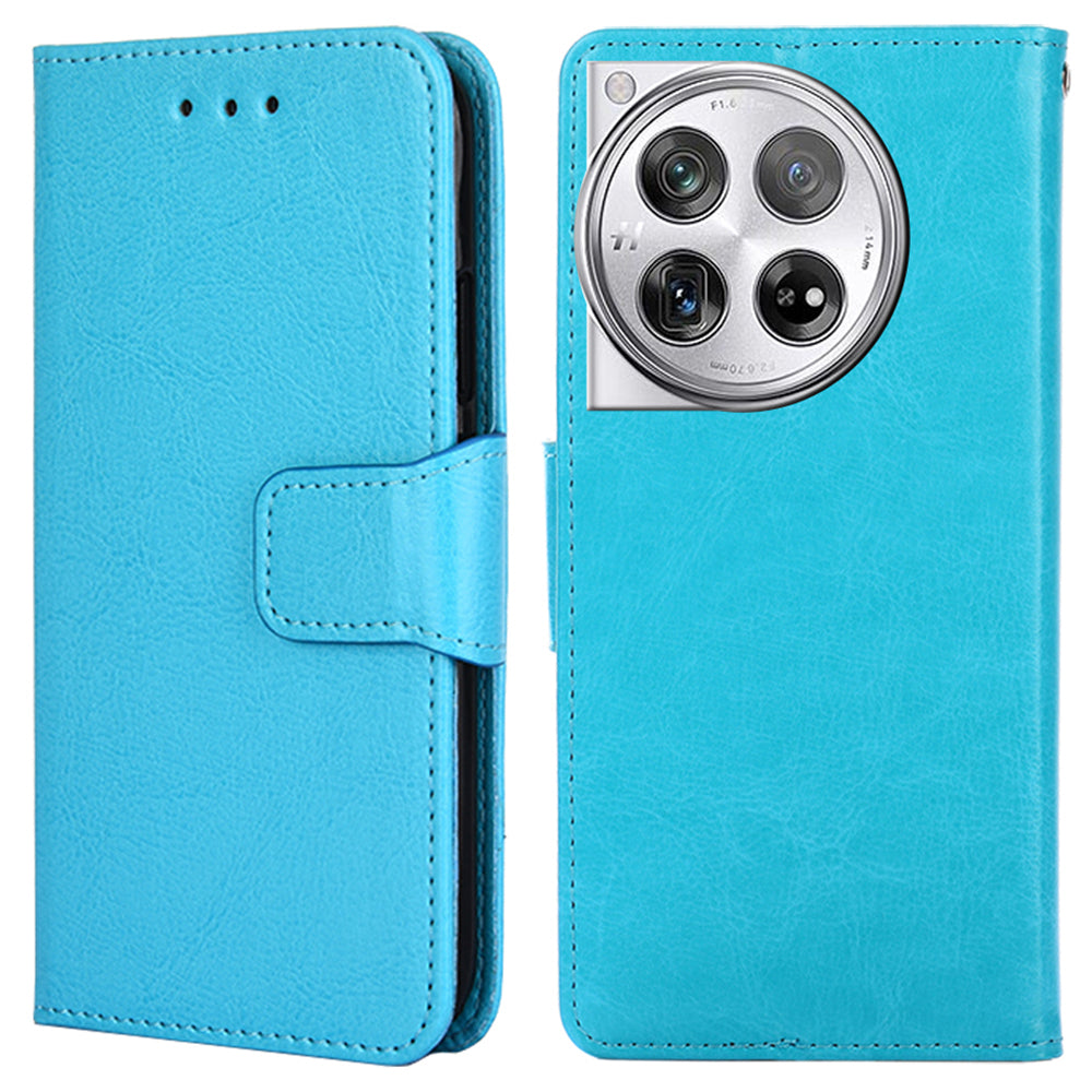 Phone Wallet Cover for OnePlus 12 5G Leather Case with Viewing Stand - Brown