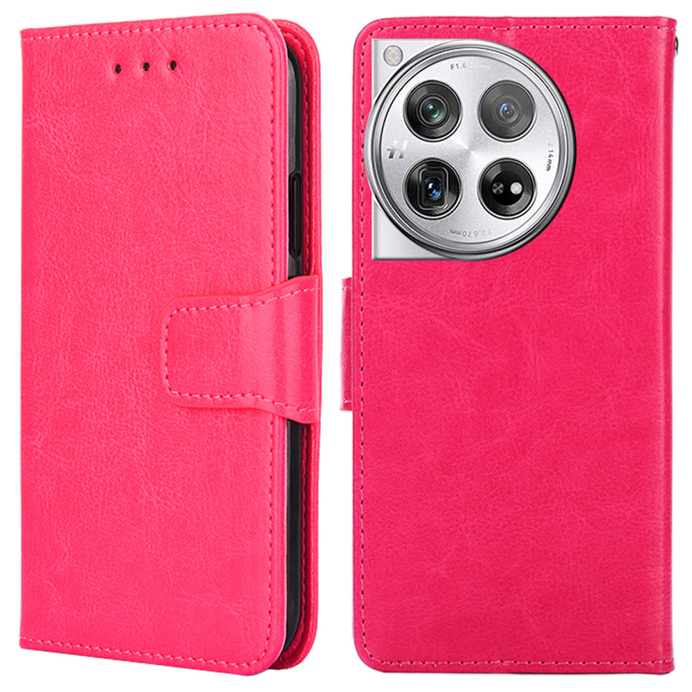 Phone Wallet Cover for OnePlus 12 5G Leather Case with Viewing Stand - Brown