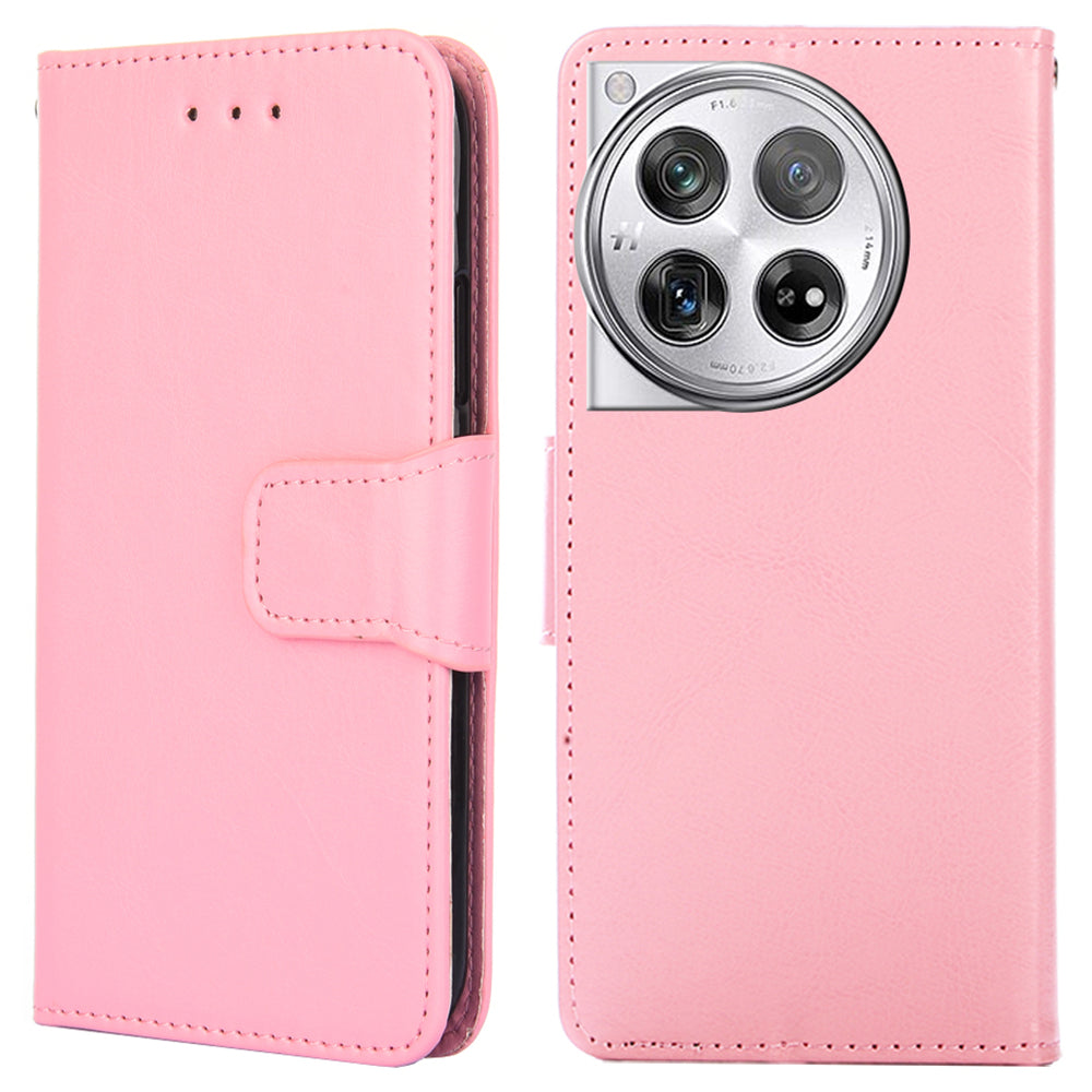 Phone Wallet Cover for OnePlus 12 5G Leather Case with Viewing Stand - Brown