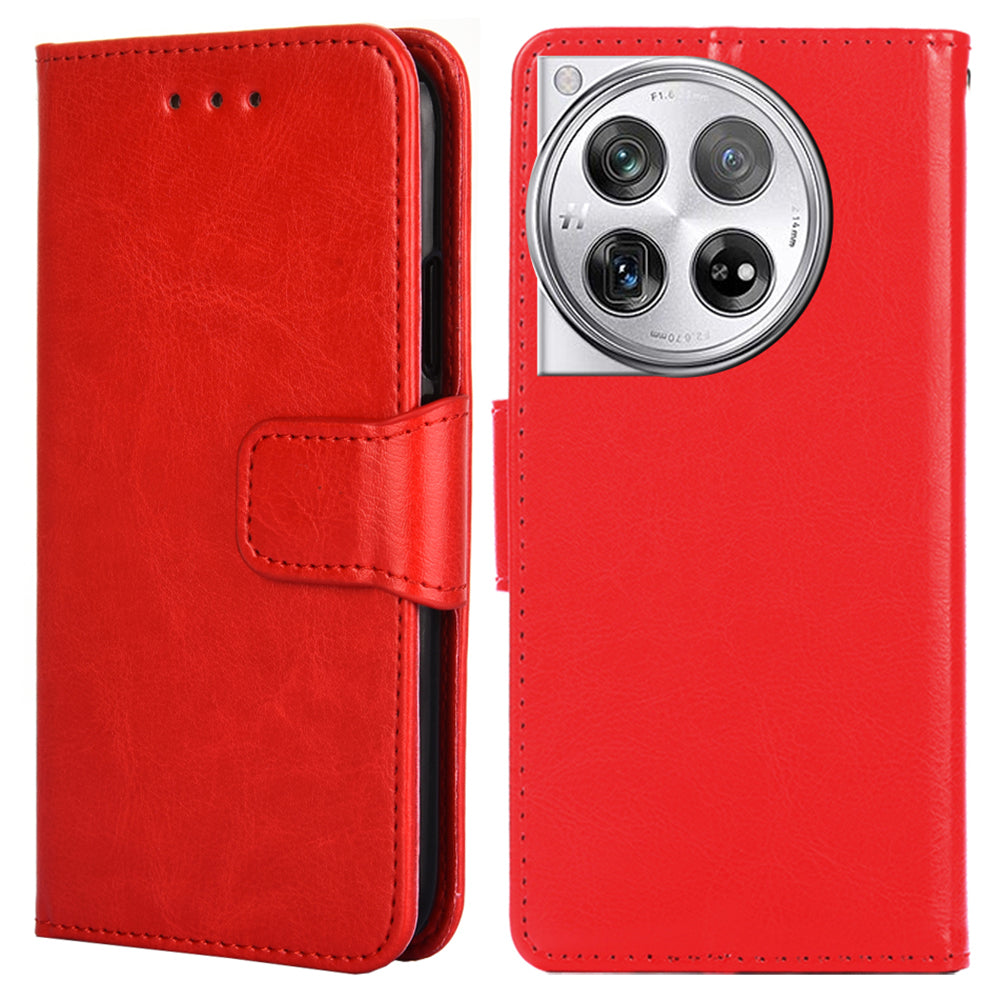Phone Wallet Cover for OnePlus 12 5G Leather Case with Viewing Stand - Brown