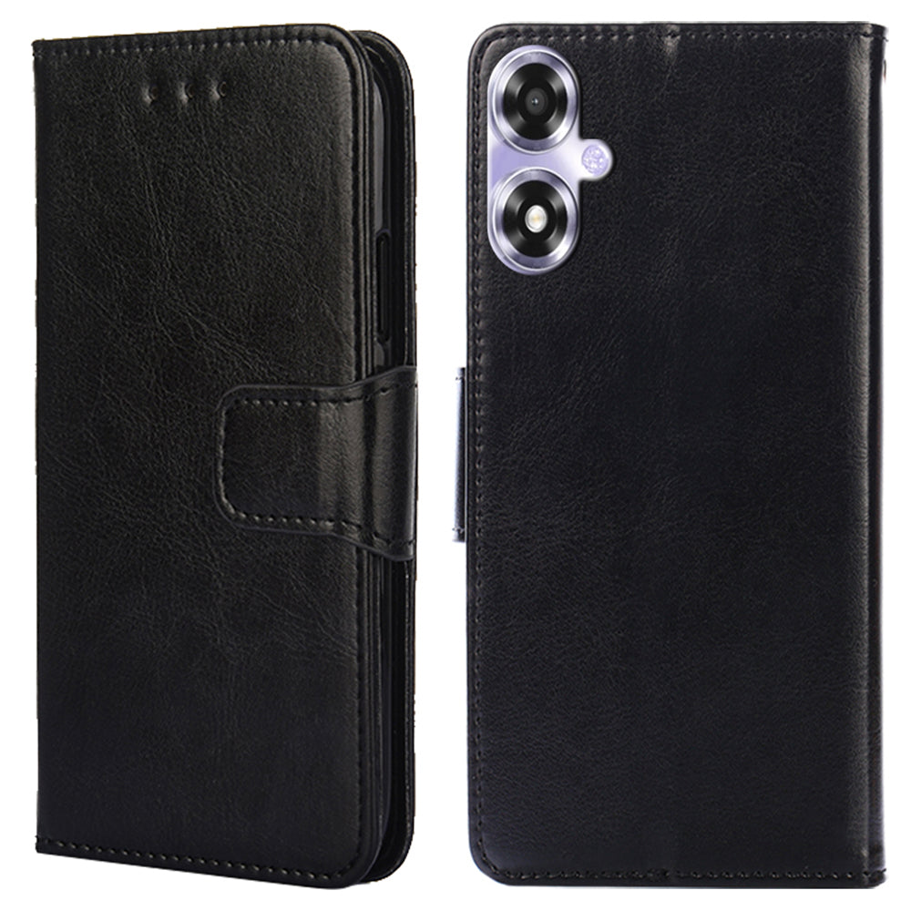 For Oppo A2x 5G / A2m 5G Leather Case Stand Flip Phone Wallet Cover - Black