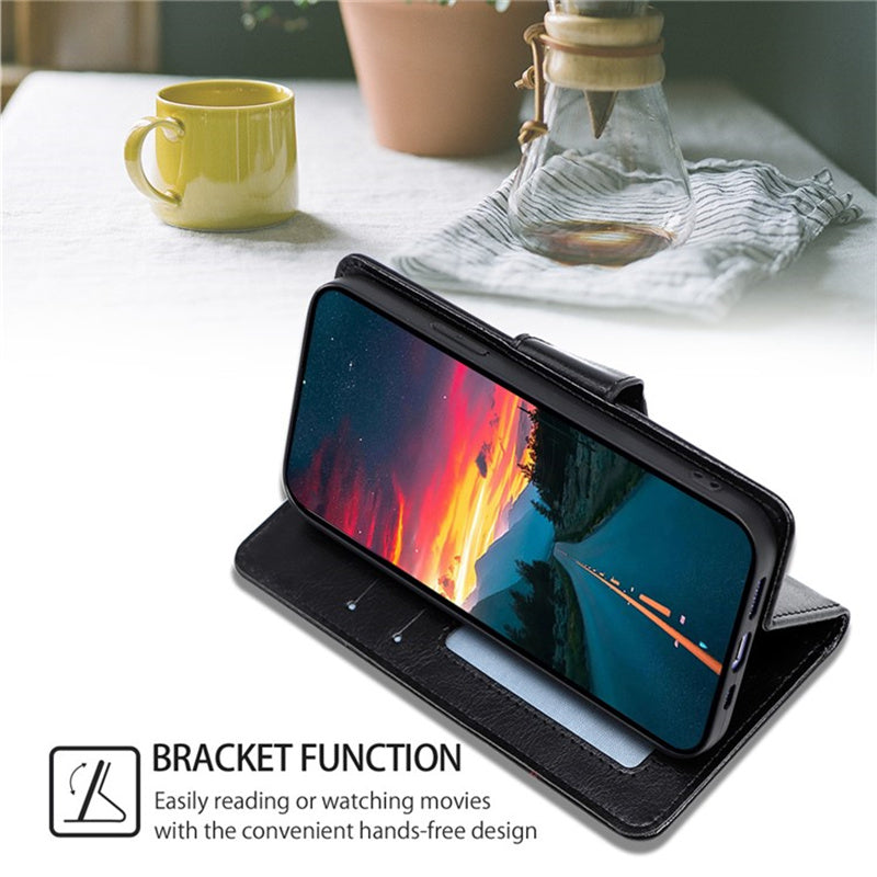 For Oppo A2x 5G / A2m 5G Leather Case Stand Flip Phone Wallet Cover - Black