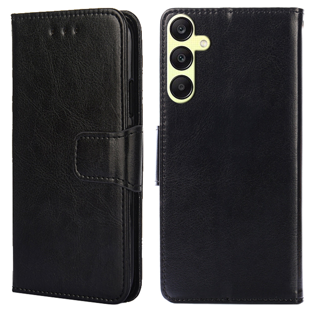 For Samsung Galaxy A25 5G (Global) (161.0 x 76.5 x 8.3mm) Case PU Leather Phone Cover Wallet - Black