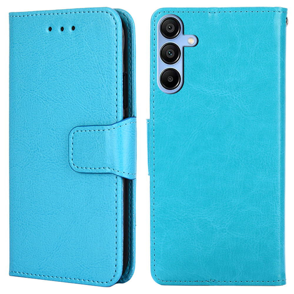 For Samsung Galaxy A15 4G / 5G Leather Case Phone Cover with Wallet Stand - Sapphire