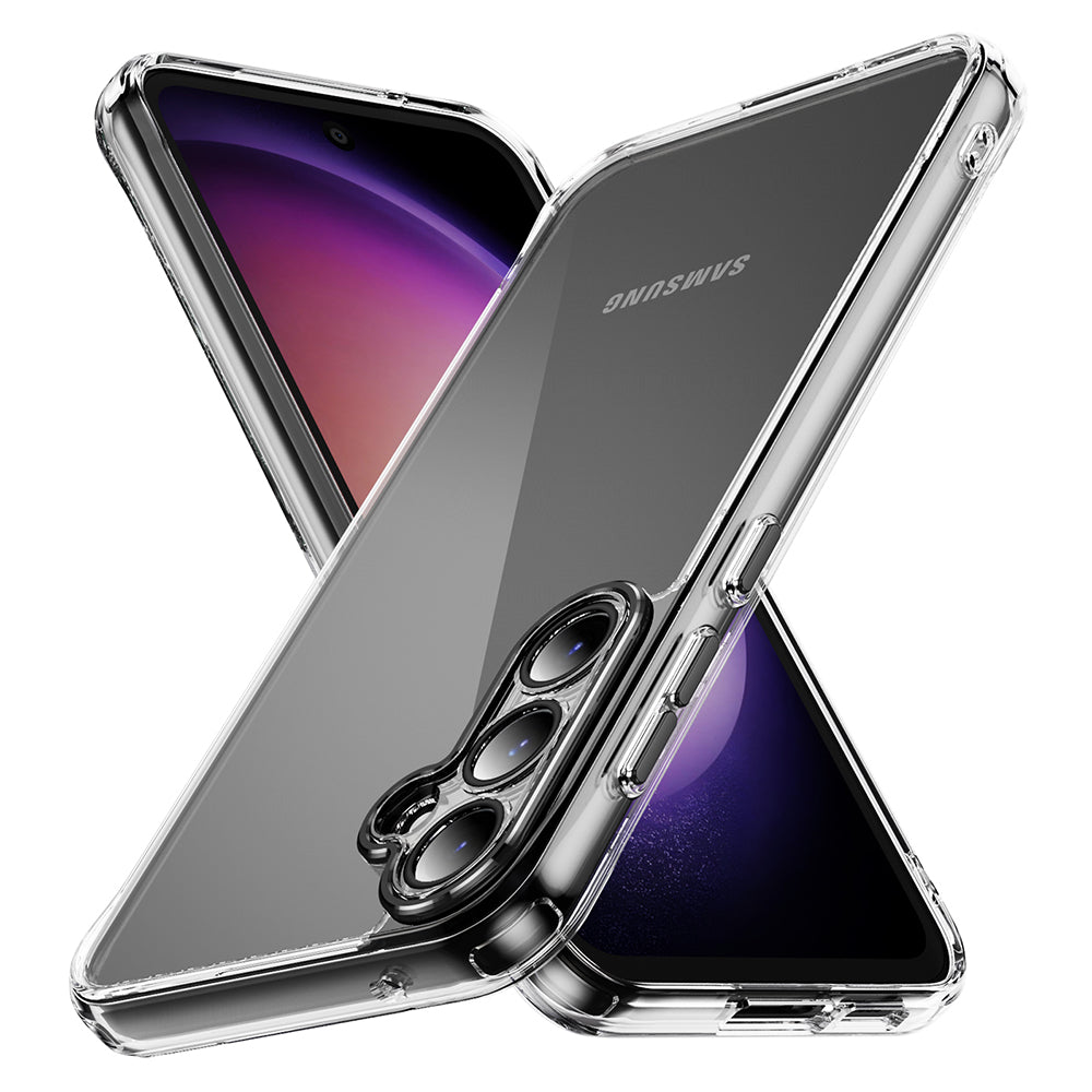 YSM Acrylic+TPU Case for Samsung Galaxy S23 FE Metal Precise Lens Cutout Protective Cover - Black
