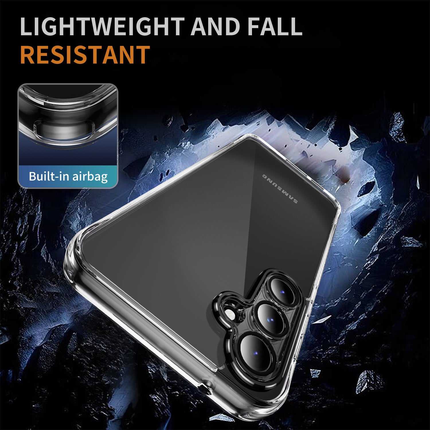 YSM Acrylic+TPU Case for Samsung Galaxy S23 FE Metal Precise Lens Cutout Protective Cover - Black