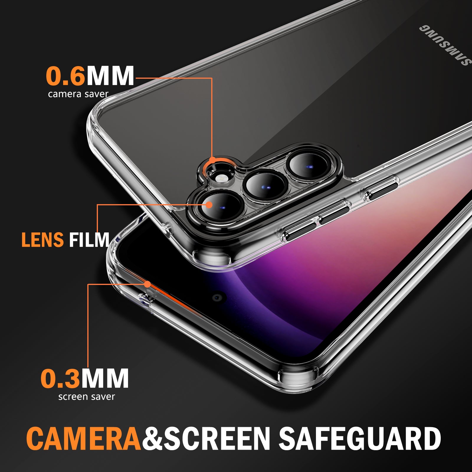 YSM Acrylic+TPU Case for Samsung Galaxy S23 FE Metal Precise Lens Cutout Protective Cover - Black