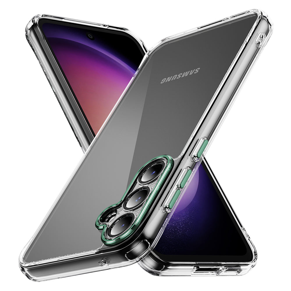 YSM Acrylic+TPU Case for Samsung Galaxy S23 FE Metal Precise Lens Cutout Protective Cover - Black